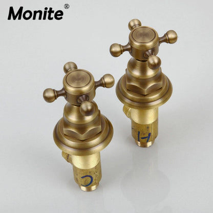 Antique Brass Bathroom Strainer Basin Mixer Tap Handle Unique Design Kitchen Mixer Handle Shower Faucet Hand Chrome Golden