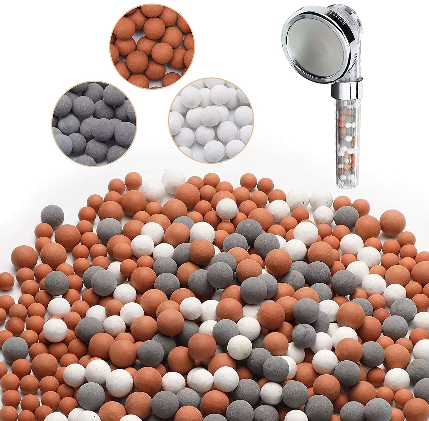 Shower Head Replacement Beads Filter Energy Anion Mineralized Negative Ions Ceramic Balls Bathroom Water Purification Stones