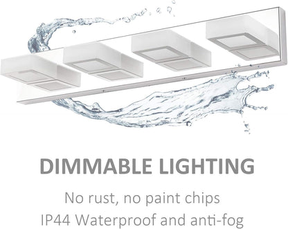 Dimmable Bathroom Lights Modern 4 Lights Vanity Lights Fixtures Acrylic Rotable 360° LED Modern Vanity Lighting for Bathroom