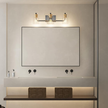 Bathroom Light Fixtures 3-Light Vintage Bathroom Vanity Light over Mirror Wall Sconces in Black Brass Vanity Lights for Bath(Brass)
