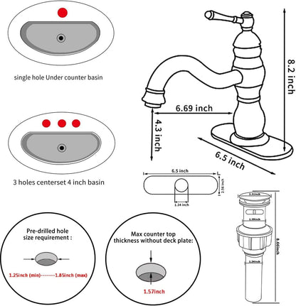 Matte Black Bathroom Faucet  360° Swivel Bathroom Vanity Faucet Single Handle One Hole Black Bathroom Sink Faucet Basin Matching Pop up Drain with Overflow