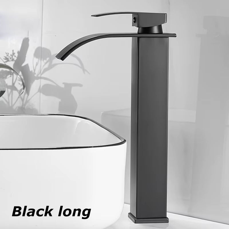 Waterfall Wash Basin Stainless Steel High and Low Faucet Black Hot and Cold Toilet Wash Basin Bathroom Home