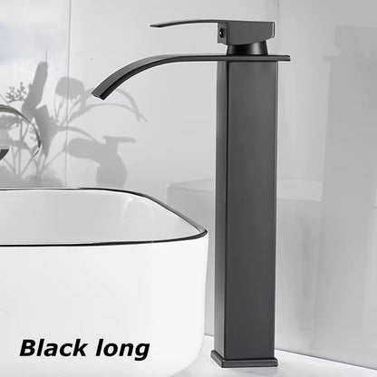 Waterfall Wash Basin Stainless Steel High and Low Faucet Black Hot and Cold Toilet Wash Basin Bathroom Home