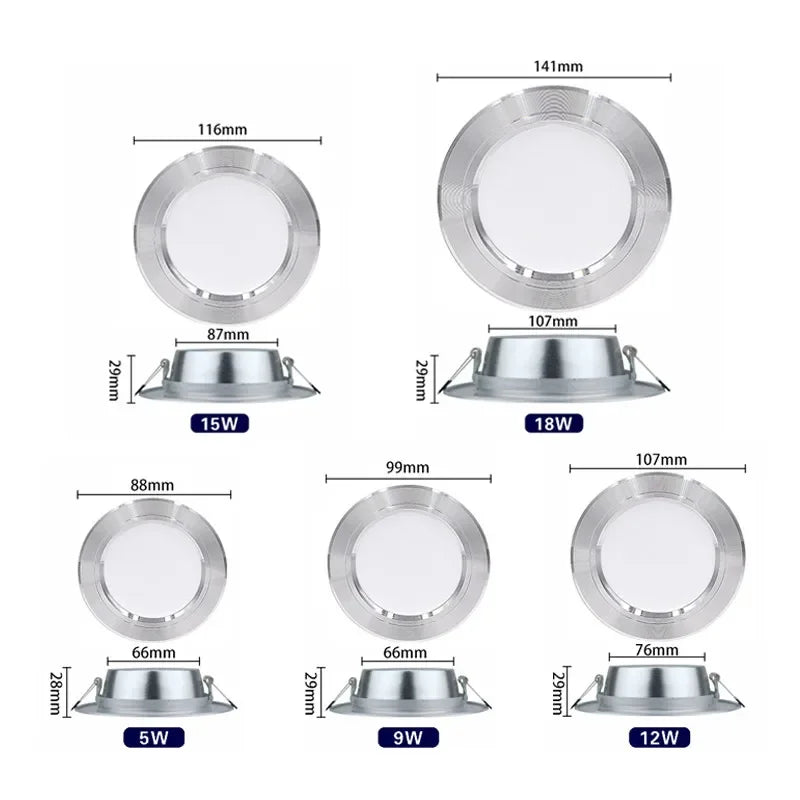 10Pcs/Lot LED Downlight 5W 9W 12W 15W 18W Recessed round Led Ceiling Lamp AC 220V-240V Indoor Lighting Warm White Cold White