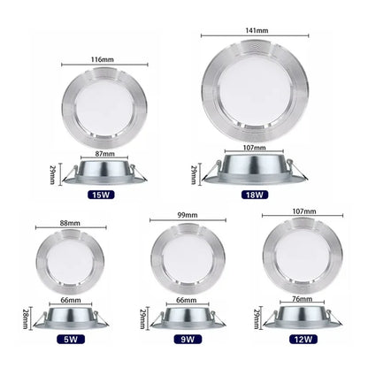 10Pcs/Lot LED Downlight 5W 9W 12W 15W 18W Recessed round Led Ceiling Lamp AC 220V-240V Indoor Lighting Warm White Cold White