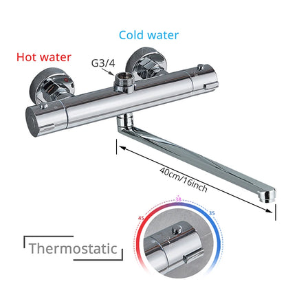 Chrome Thermostatic Shower Faucets Set Bathroom Thermostatic Mixer Tap Hot and Cold Bathroom Mixer Mixing Valve Bathtub Faucet