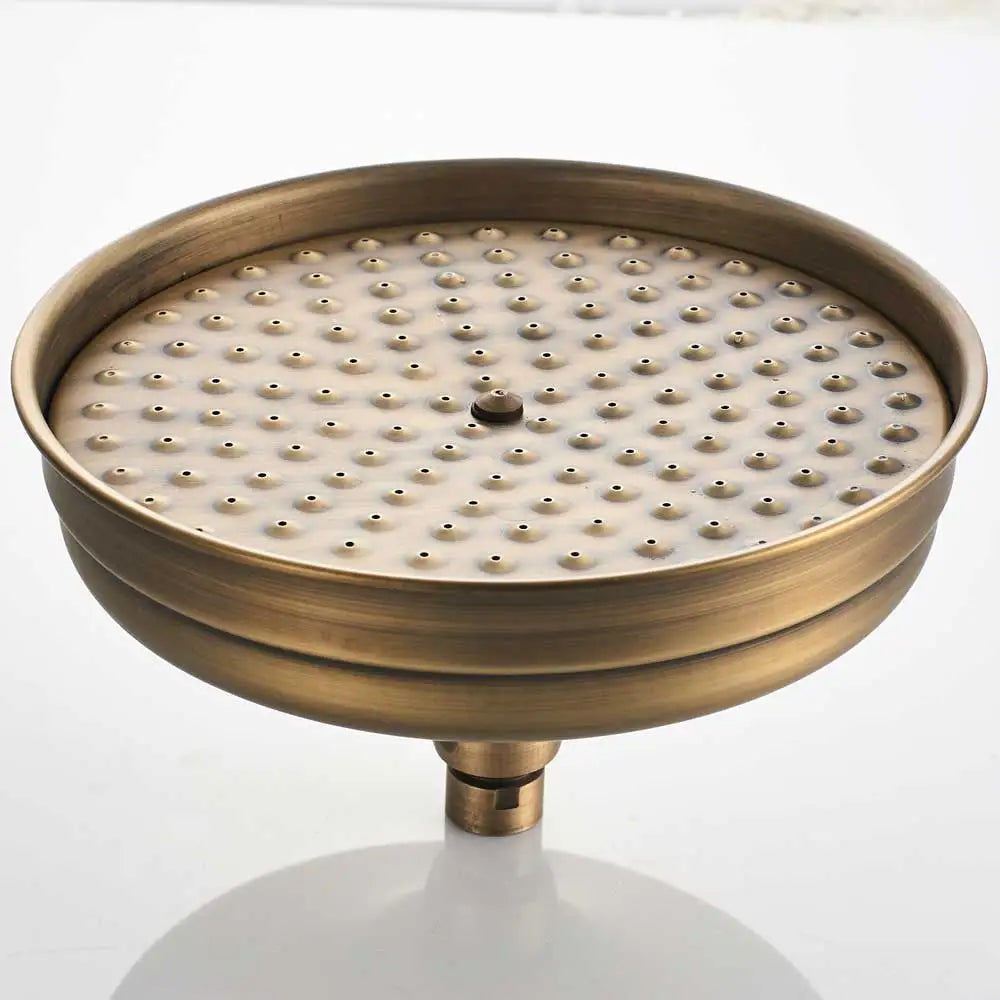Antique Brass Rainfall Shower Head 3-Way Faucet Diverter Valve Wall Mount Brass Fixer Bracket Handshower Brass Shower Arm