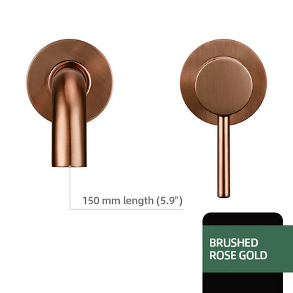 Basin Faucet Bathroom Mixer Sink Tap Wall Mounted Brass Matt Black with Single Handle Hot Cold Water White Rose Gold Set