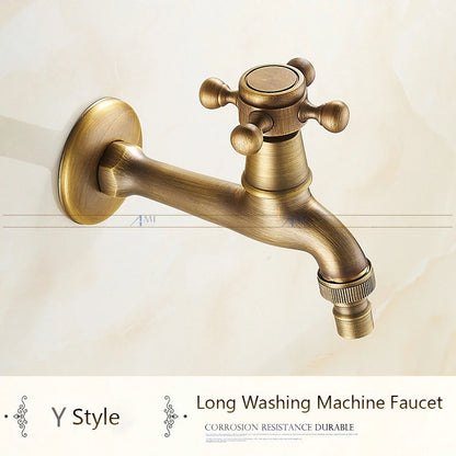 Antique Brass Dragon Carved Tap Faucet Garden Bibcock Washing Machine Faucet Outdoor Faucet Single Cold Tap 1016