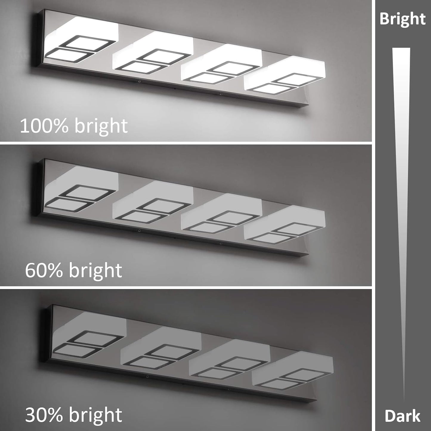 Dimmable Bathroom Lights Modern 4 Lights Vanity Lights Fixtures Acrylic Rotable 360° LED Modern Vanity Lighting for Bathroom