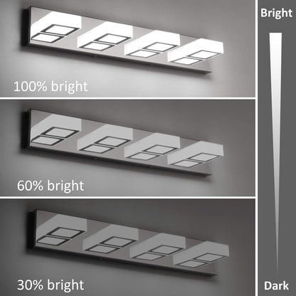 Dimmable Bathroom Lights Modern 4 Lights Vanity Lights Fixtures Acrylic Rotable 360° LED Modern Vanity Lighting for Bathroom