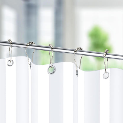 Shower Curtain Hooks Rings, Rust-Resistant Metal Shower Curtain Hooks for Bathroom Shower Rods Shower Hooks Shower Rings for Curtain - Set of 12, Nickel