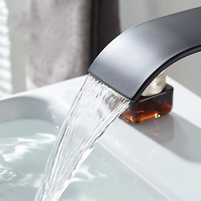 Waterfall Wash Basin Stainless Steel High and Low Faucet Black Hot and Cold Toilet Wash Basin Bathroom Home