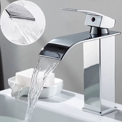 Waterfall Wash Basin Stainless Steel High and Low Faucet Black Hot and Cold Toilet Wash Basin Bathroom Home