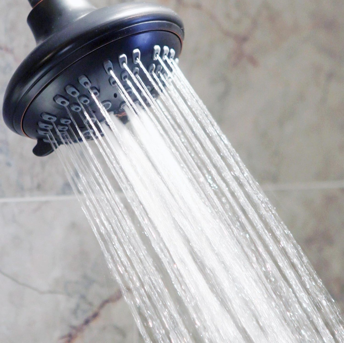 6 Function Luxury Shower Head - High Pressure Boosting, Adjustable Wall Mount, Bathroom Showerhead with Anti-Clog Nozzles for Low Flow Showers - 2.5 GPM - Oil-Rubbed Bronze