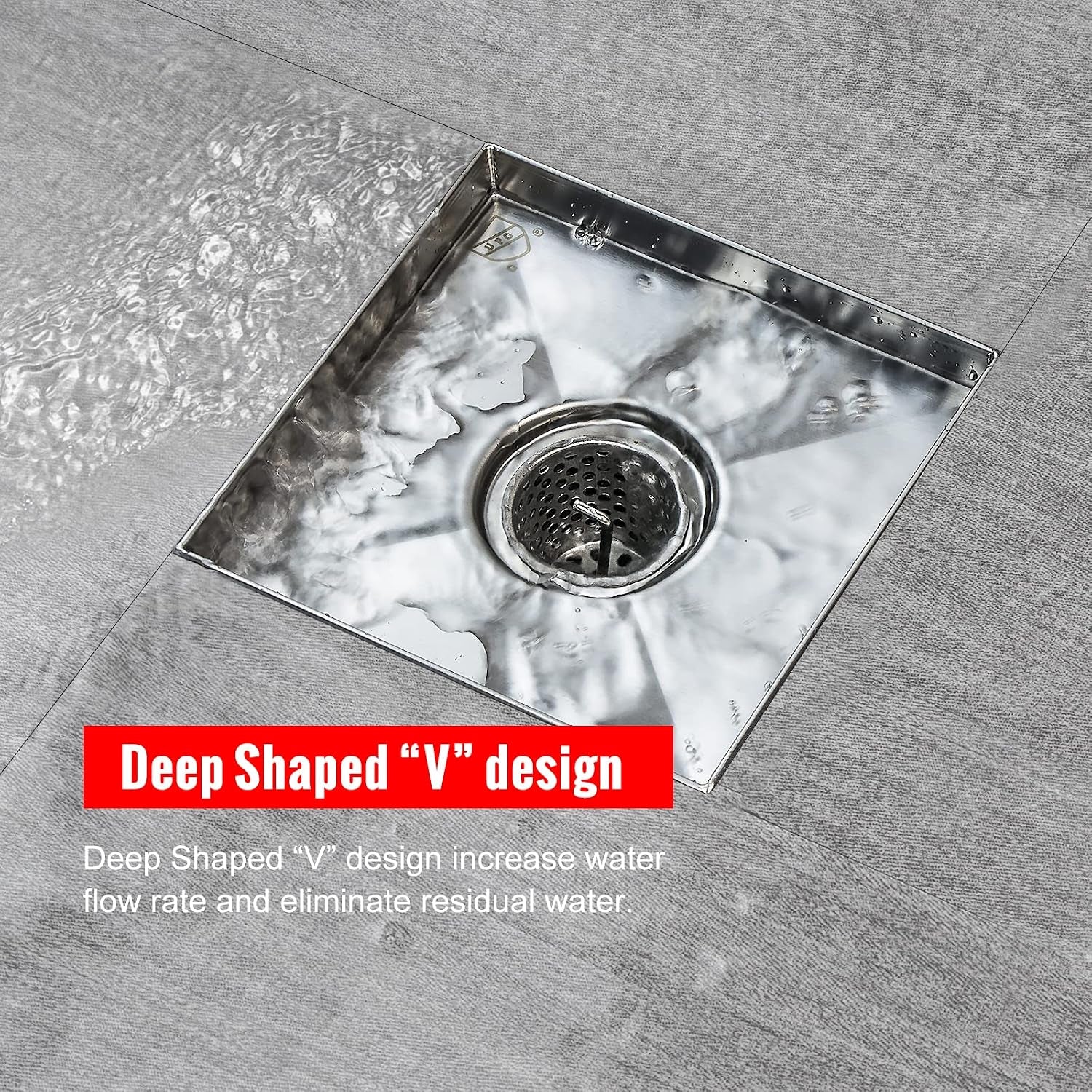 Square Shower Drain 6 Inch Comes with Removable Square Hole Panel by Using 304 Stainless Steel Brushed Process. It Is Equipped Hair Filter and Threaded Joint with Rubber Ring