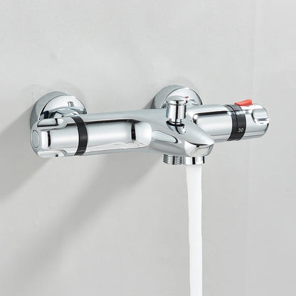 Chrome Thermostatic Shower Faucets Set Bathroom Thermostatic Mixer Tap Hot and Cold Bathroom Mixer Mixing Valve Bathtub Faucet