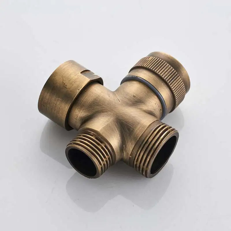 Antique Brass Rainfall Shower Head 3-Way Faucet Diverter Valve Wall Mount Brass Fixer Bracket Handshower Brass Shower Arm
