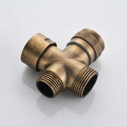 Antique Brass Rainfall Shower Head 3-Way Faucet Diverter Valve Wall Mount Brass Fixer Bracket Handshower Brass Shower Arm