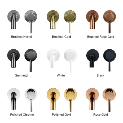 Basin Faucet Bathroom Mixer Sink Tap Wall Mounted Brass Matt Black with Single Handle Hot Cold Water White Rose Gold Set