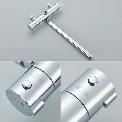 Chrome Thermostatic Shower Faucets Set Bathroom Thermostatic Mixer Tap Hot and Cold Bathroom Mixer Mixing Valve Bathtub Faucet