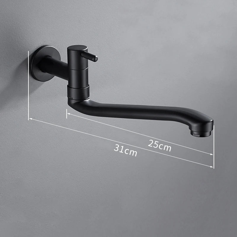 Bidcock Faucet Black Taps Bathroom Mop Faucet Washing Machine Faucet Outdoor Faucet for Garden 304 Stainless Steel
