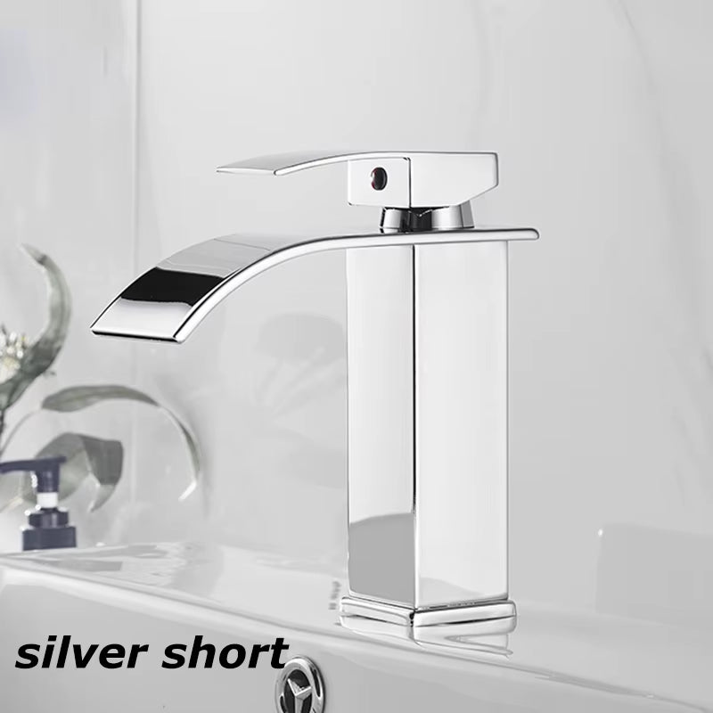 Waterfall Wash Basin Stainless Steel High and Low Faucet Black Hot and Cold Toilet Wash Basin Bathroom Home