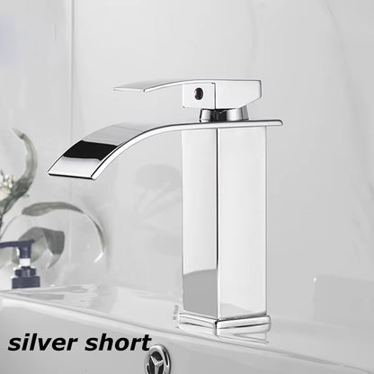 Waterfall Wash Basin Stainless Steel High and Low Faucet Black Hot and Cold Toilet Wash Basin Bathroom Home