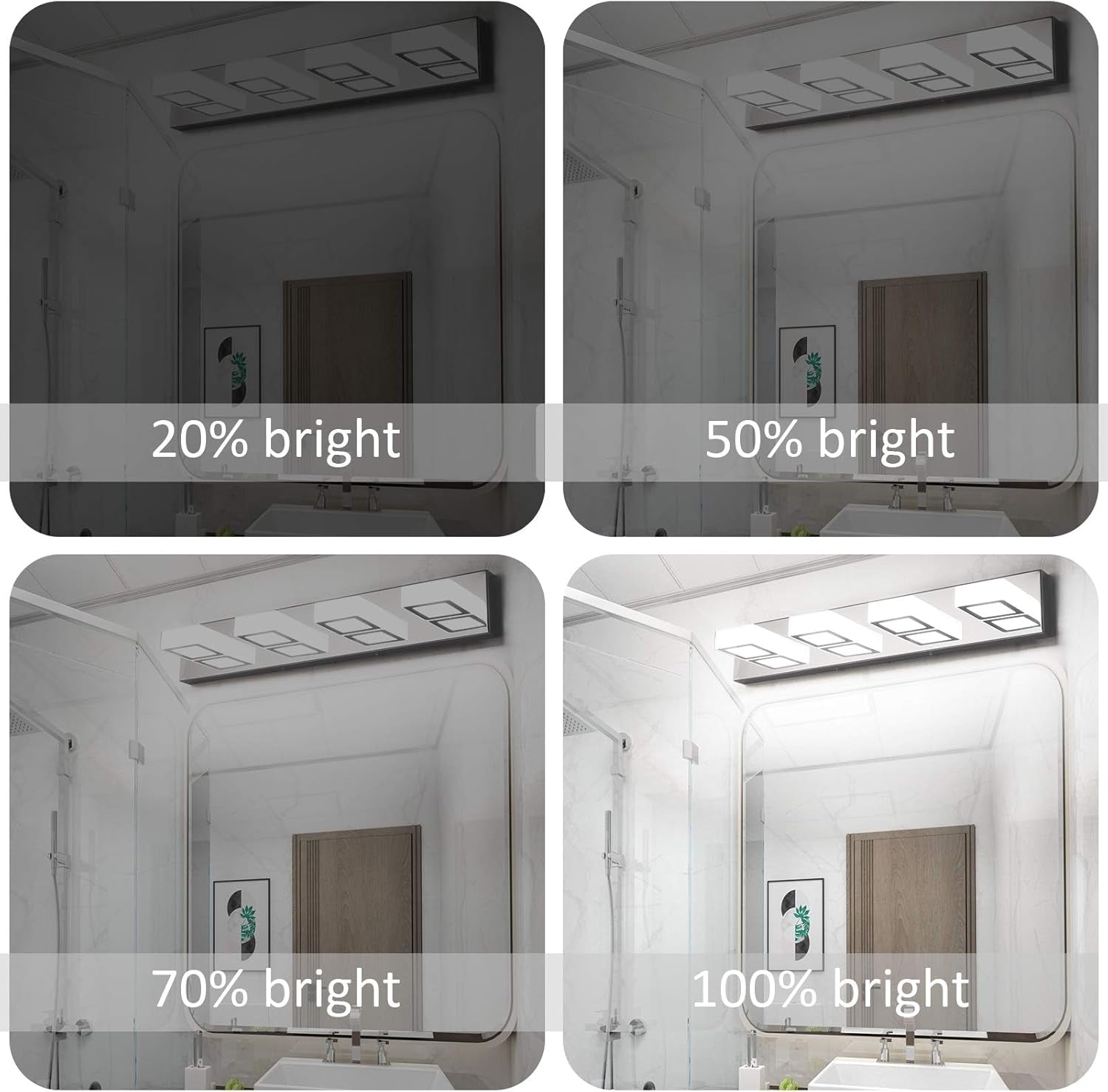 Dimmable Bathroom Lights Modern 4 Lights Vanity Lights Fixtures Acrylic Rotable 360° LED Modern Vanity Lighting for Bathroom
