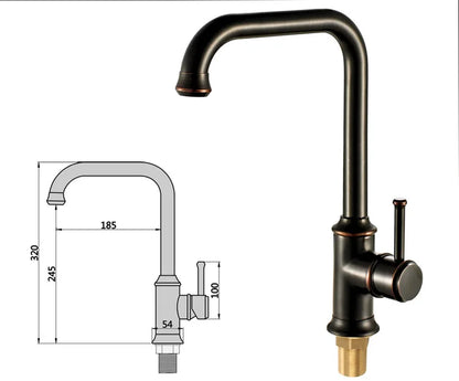 Antique Brass Bathroom Kitchen Basin Sink Faucet Mixer Tap Single Handle Single Hole Solid Brass Deck Mounted