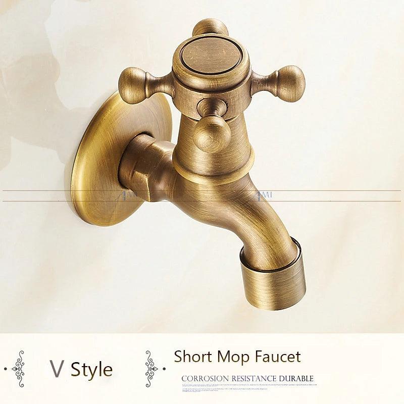 Antique Brass Dragon Carved Tap Faucet Garden Bibcock Washing Machine Faucet Outdoor Faucet Single Cold Tap 1016