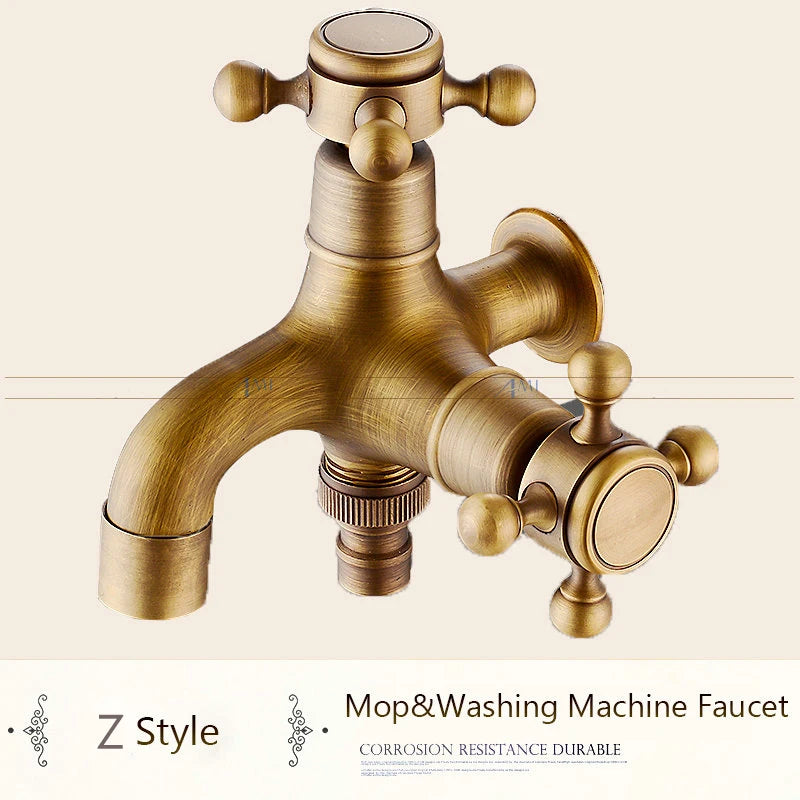 Antique Brass Dragon Carved Tap Faucet Garden Bibcock Washing Machine Faucet Outdoor Faucet Single Cold Tap 1016