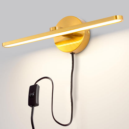 Plug in LED Wall Lamps, 16Inch Vanity Lighting Fixtures for Wall, Modern Bathroom Lighting Fixtures over Mirror, Wall Picture Lighting Sconces for Bedroom, 12W 3000K Brass Indoor Wall Lamps