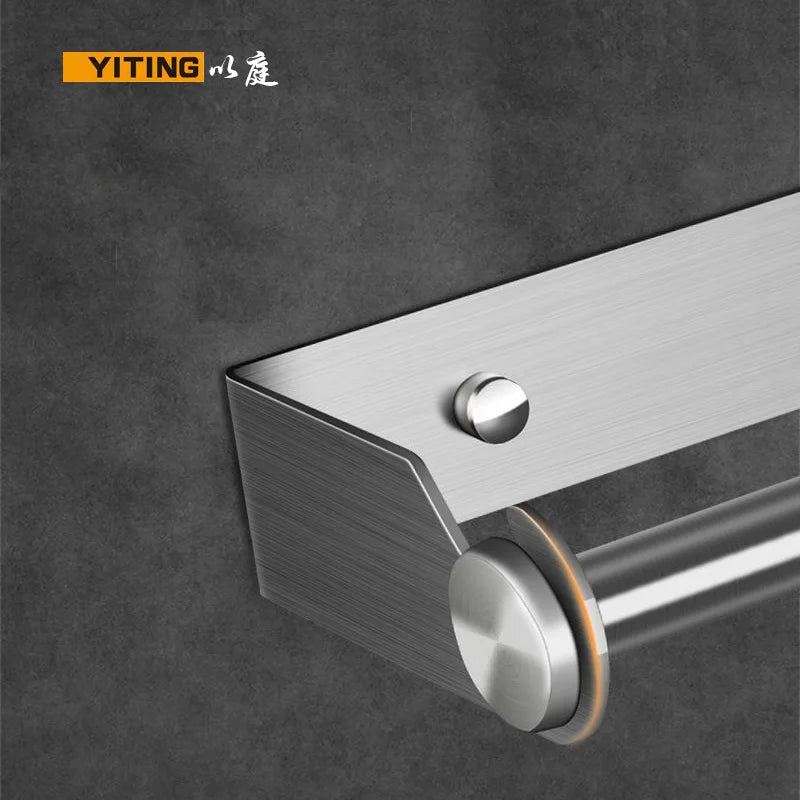 YITING SUS304 Stainless Steel Paper Towel Holder Kitchen Towel Holder Storage Rack Non-Perforated Plastic Wrap Holder 1 Pack