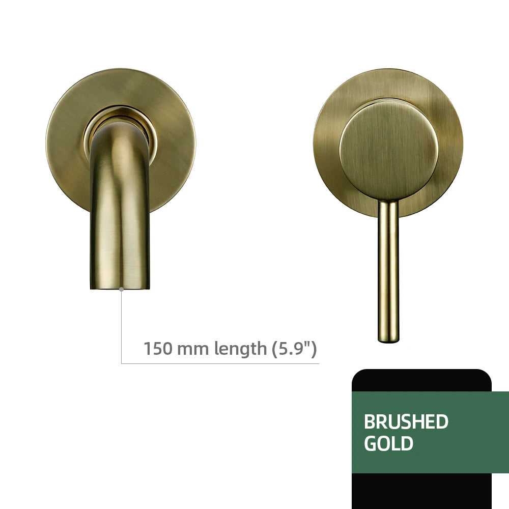 Basin Faucet Bathroom Mixer Sink Tap Wall Mounted Brass Matt Black with Single Handle Hot Cold Water White Rose Gold Set