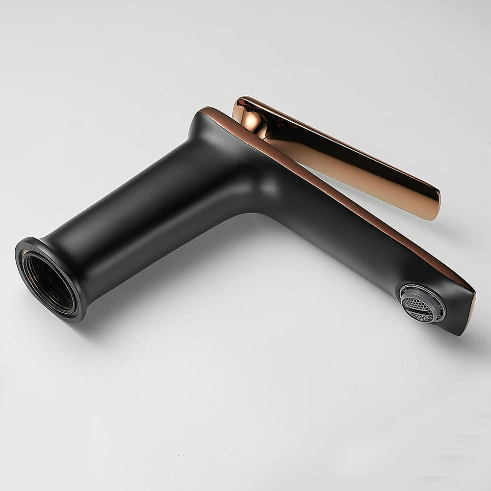 Luxury Black Rose Gold Wash Basin Taps Modern White Faucet Bathroom Luxury Basin Faucets Hot Cold Water Sink Tap Mixer