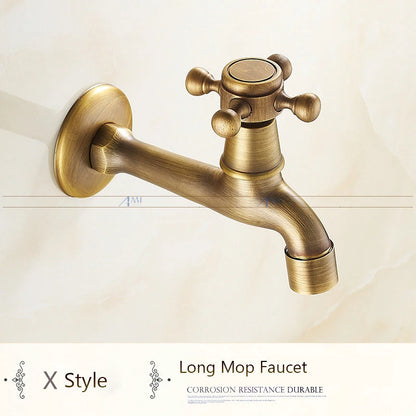 Antique Brass Dragon Carved Tap Faucet Garden Bibcock Washing Machine Faucet Outdoor Faucet Single Cold Tap 1016
