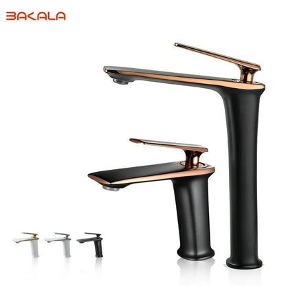 Luxury Black Rose Gold Wash Basin Taps Modern White Faucet Bathroom Luxury Basin Faucets Hot Cold Water Sink Tap Mixer
