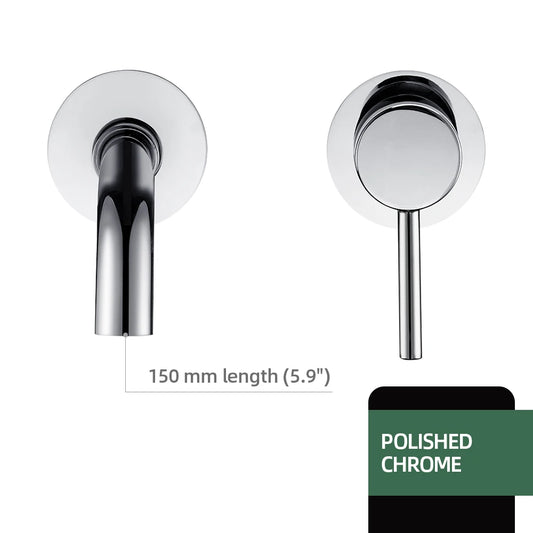 Basin Faucet Bathroom Mixer Sink Tap Wall Mounted Brass Matt Black with Single Handle Hot Cold Water White Rose Gold Set