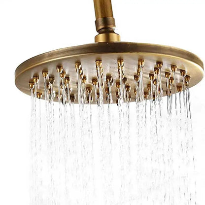 Antique Brass Rainfall Shower Head 3-Way Faucet Diverter Valve Wall Mount Brass Fixer Bracket Handshower Brass Shower Arm