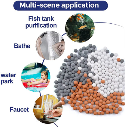 Shower Head Replacement Beads Filter Energy Anion Mineralized Negative Ions Ceramic Balls Bathroom Water Purification Stones