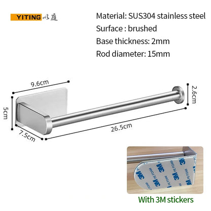 YITING SUS304 Stainless Steel Paper Towel Holder Kitchen Towel Holder Storage Rack Non-Perforated Plastic Wrap Holder 1 Pack
