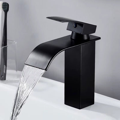 Waterfall Wash Basin Stainless Steel High and Low Faucet Black Hot and Cold Toilet Wash Basin Bathroom Home
