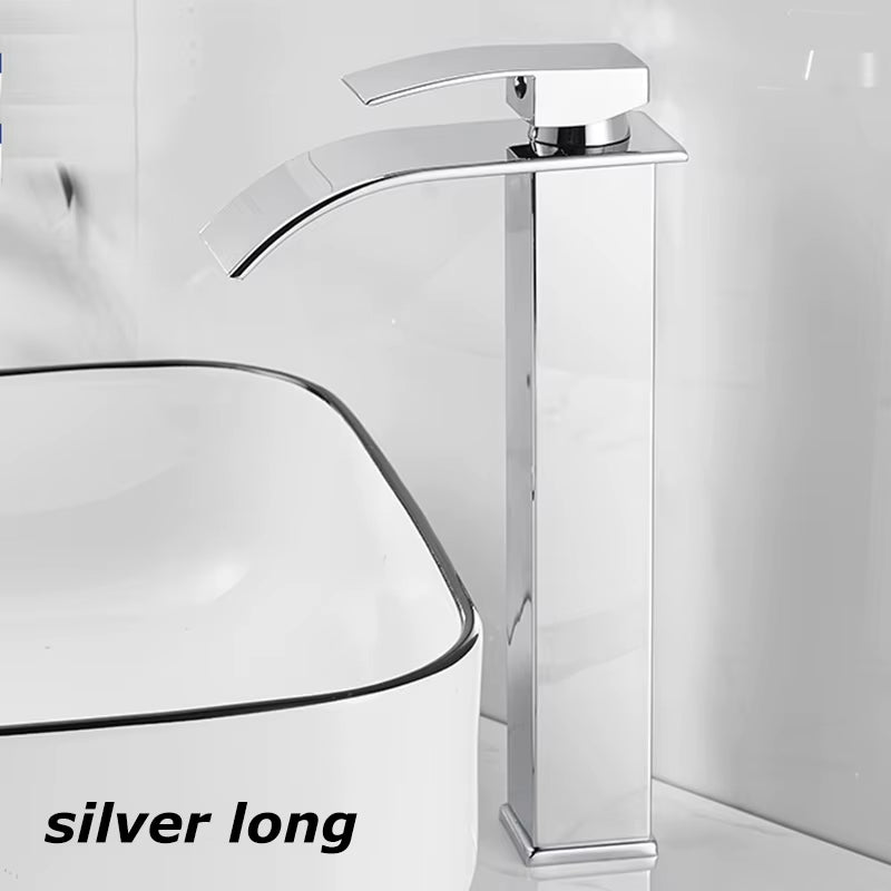 Waterfall Wash Basin Stainless Steel High and Low Faucet Black Hot and Cold Toilet Wash Basin Bathroom Home
