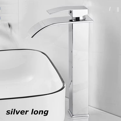 Waterfall Wash Basin Stainless Steel High and Low Faucet Black Hot and Cold Toilet Wash Basin Bathroom Home