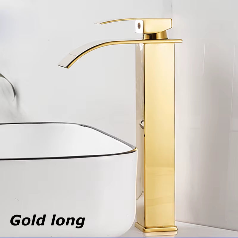 Waterfall Wash Basin Stainless Steel High and Low Faucet Black Hot and Cold Toilet Wash Basin Bathroom Home