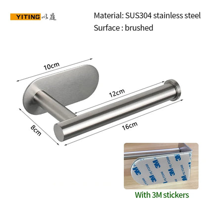 YITING SUS304 Stainless Steel Paper Towel Holder Kitchen Towel Holder Storage Rack Non-Perforated Plastic Wrap Holder 1 Pack