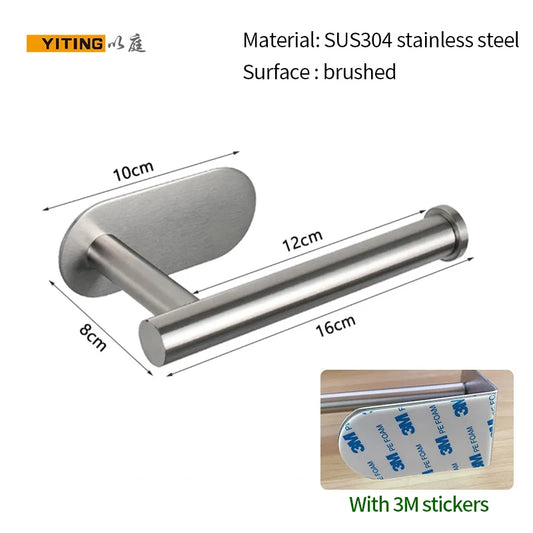 YITING SUS304 Stainless Steel Paper Towel Holder Kitchen Towel Holder Storage Rack Non-Perforated Plastic Wrap Holder 1 Pack