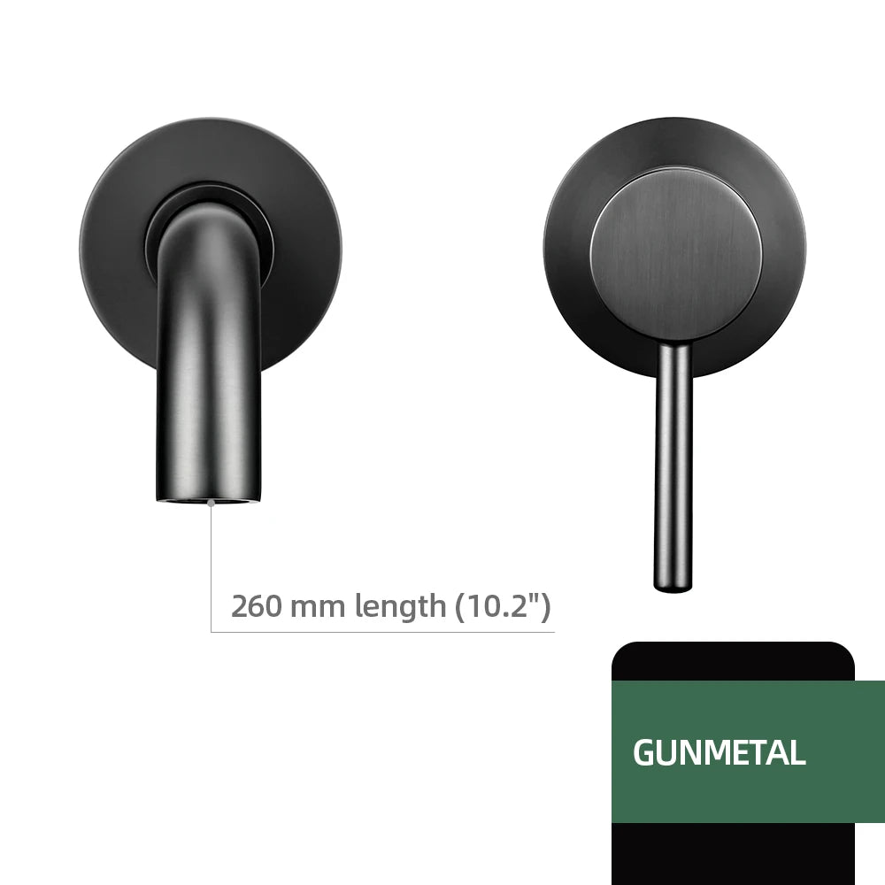 Basin Faucet Bathroom Mixer Sink Tap Wall Mounted Brass Matt Black with Single Handle Hot Cold Water White Rose Gold Set