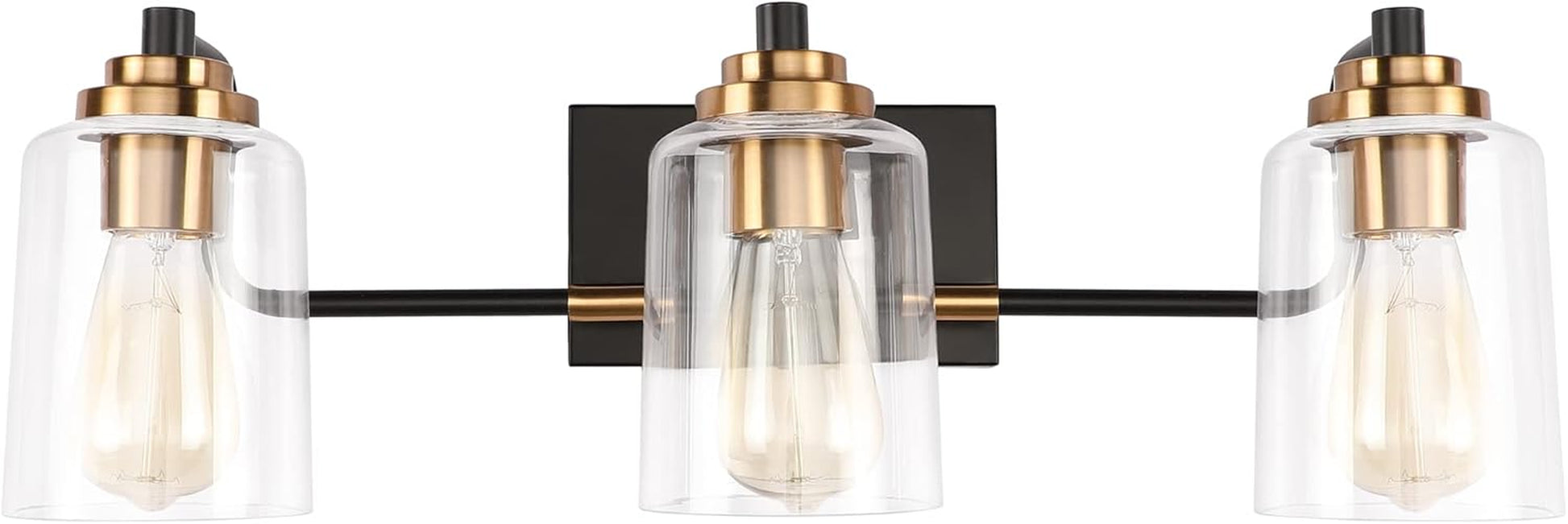Bathroom Light Fixtures 3-Light Vintage Bathroom Vanity Light over Mirror Wall Sconces in Black Brass Vanity Lights for Bath(Brass)